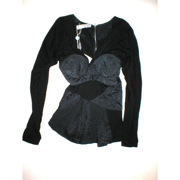 NWT New Womens Preen Thornton Bregazzi Coll Silk XS Black Sweater Top Designer - Picture 4 of 9